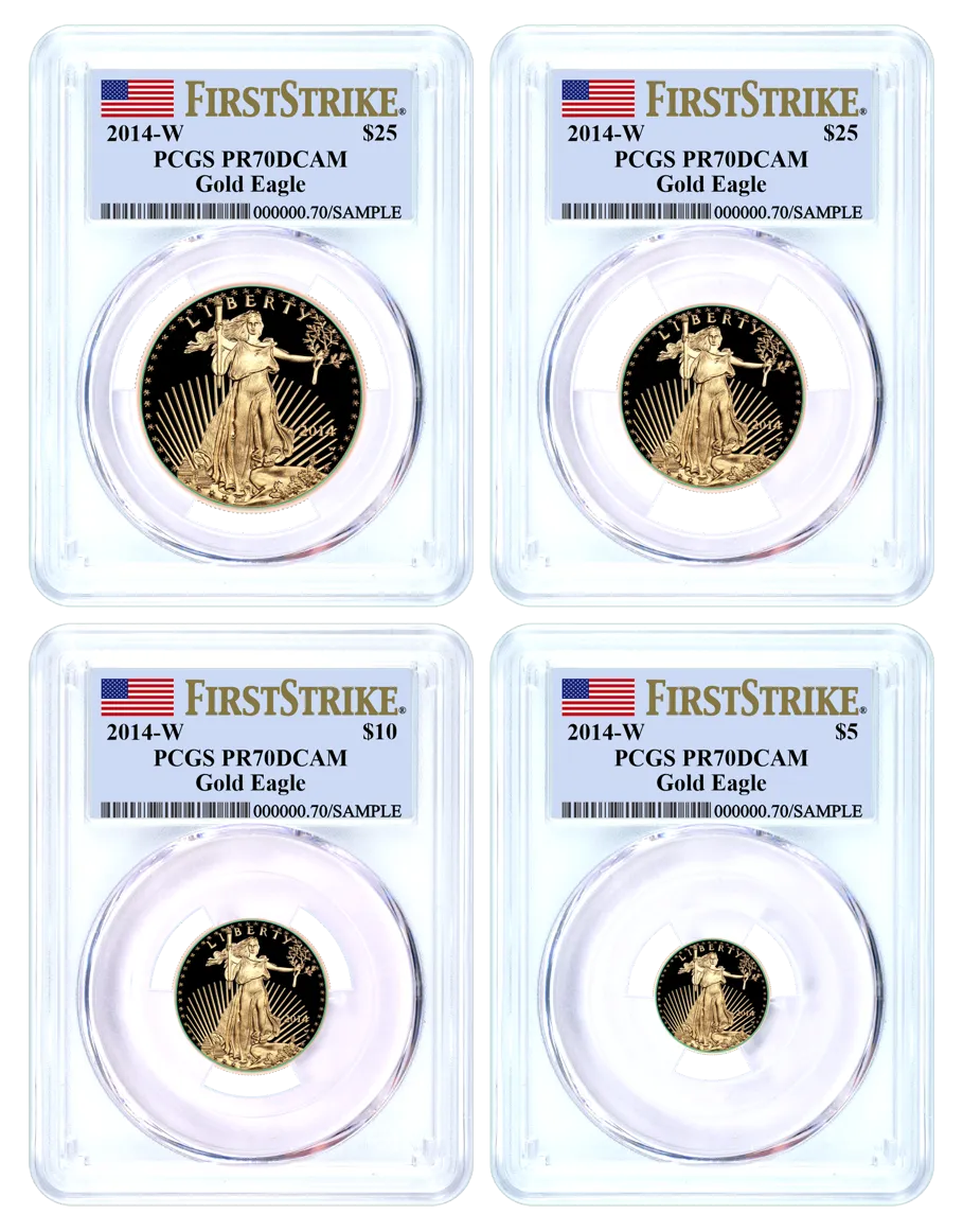 2014 W Proof Gold Eagle 4 Coin Set PCGS PR70 DCAM First Strike