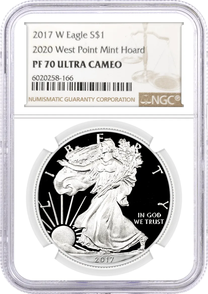 2017 W $1 Silver Eagle 2020 West Point Mint Hoard NGC PF70 Ultra Cameo Brown Label