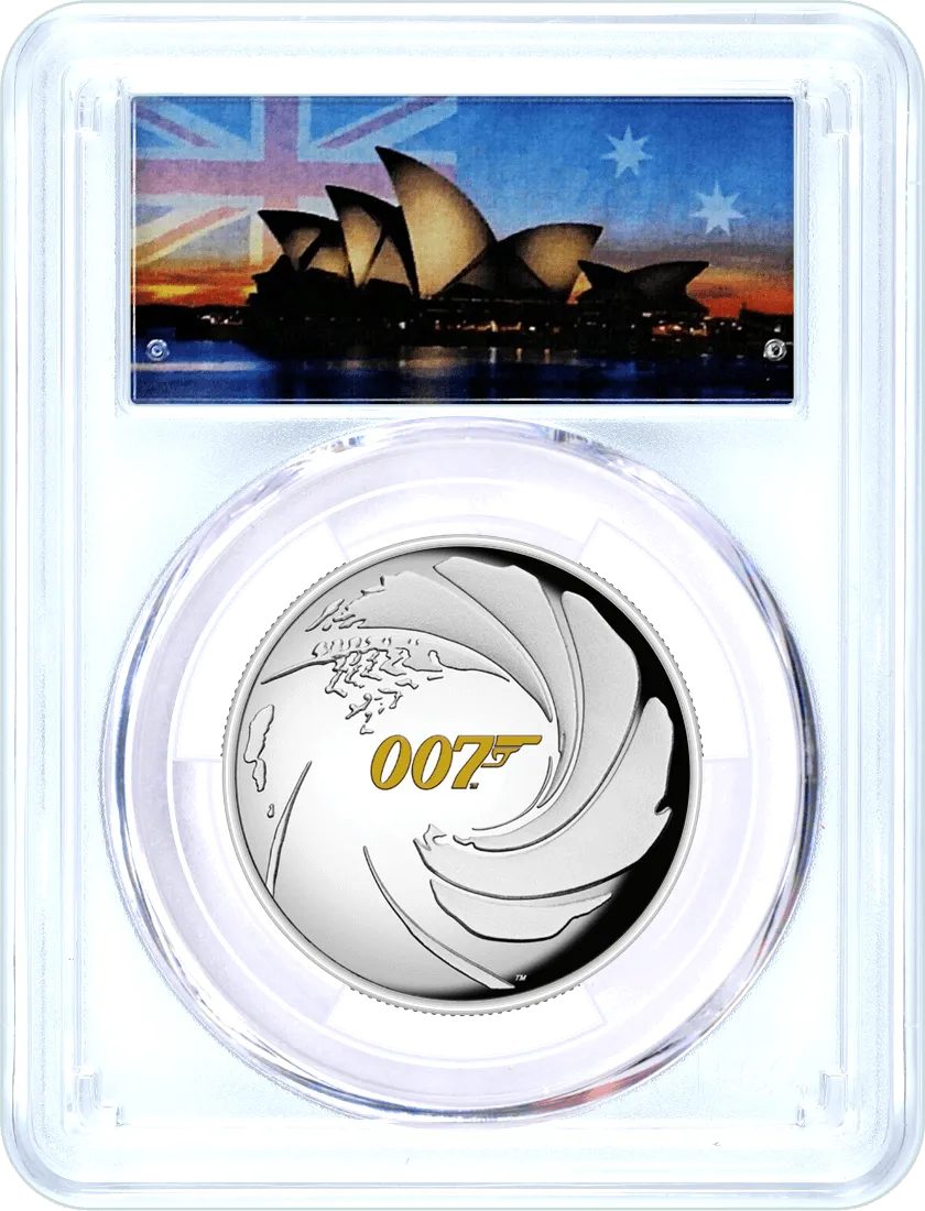 2020 Tuvalu $1 Silver High Relief James Bond 007 PCGS PR69 DCAM First Day of Issue Opera House Label