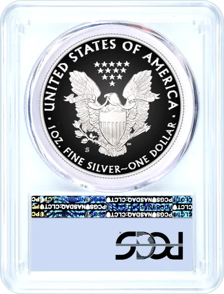 2020 S $1 Silver Eagle PCGS PR70 DCAM First Strike Flag Label