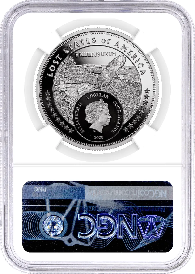 2020 Cook Islands $1 Lost States of America 4 Coin Silver Proof Set High Relief McDonald Franklin Deseret Jacinto NGC PF69 Ultra Cameo First Day of Issue Joel Iskowitz Signature