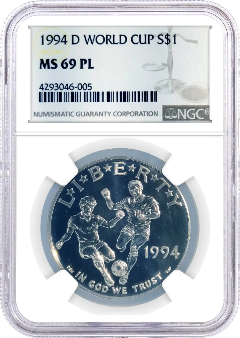 1994 D $1 Silver World Cup NGC MS69 PL