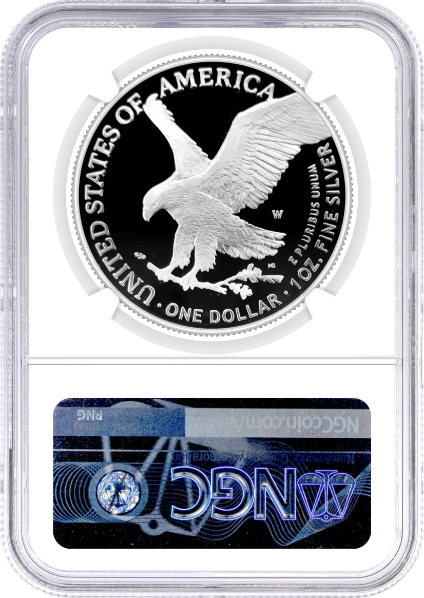 2021 W $1 Proof Silver Eagle Type 2 NGC PF70 UCAM Advanced Release Gaudioso Signed U.S. Mint Engraver Series