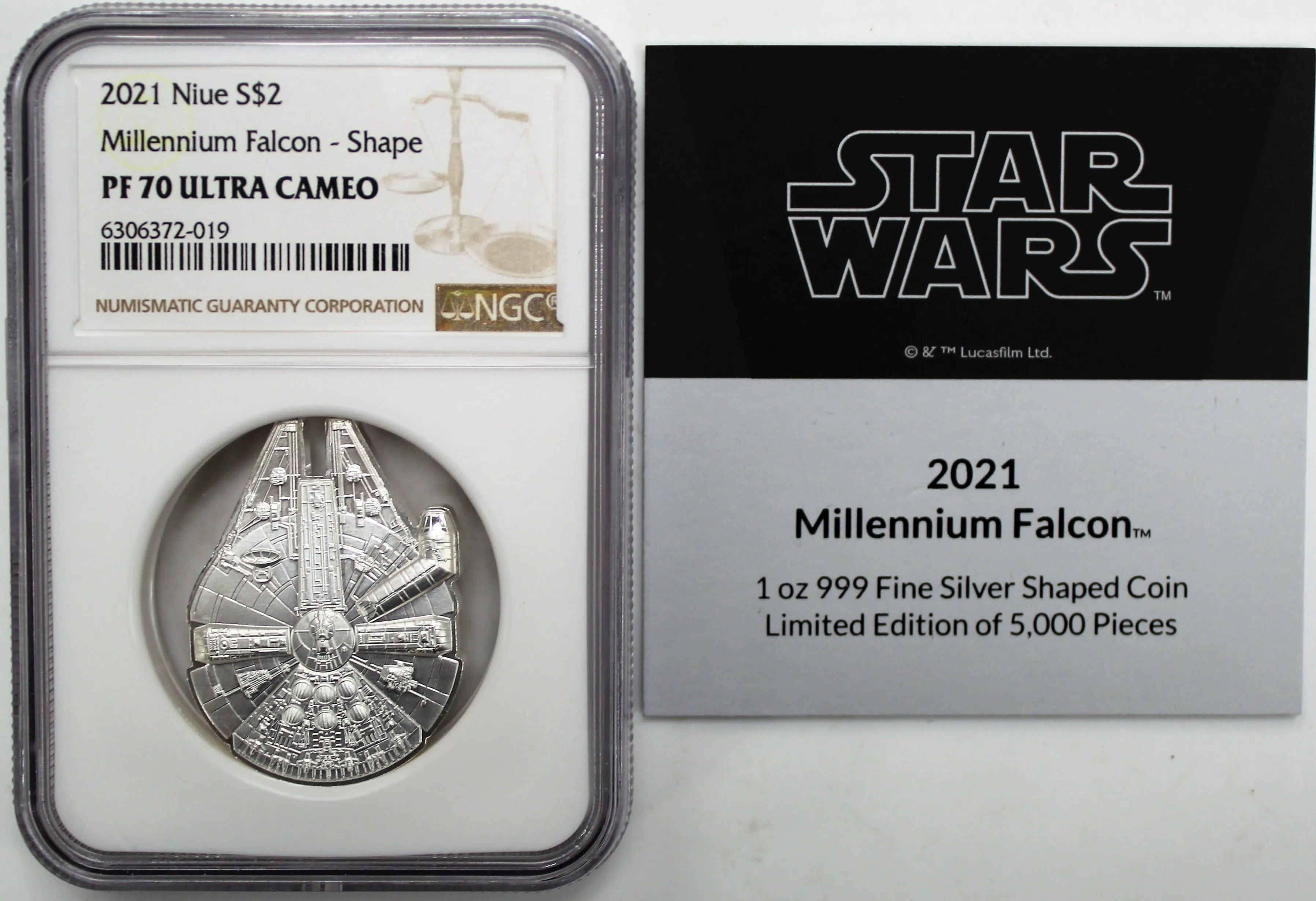 2021 $2 Niue 1oz Silver Star Wars Millennium Falcon NGC PF70 Ultra Cameo Brown Label