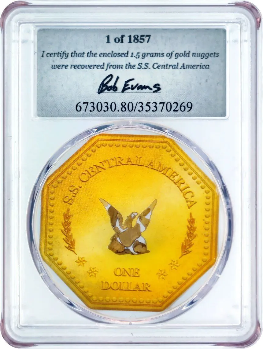 1857 S.S. Central America Shipwreck Gold Nuggets 1.5 Grams PCGS Certified Bob Evans Signature 1 of 1857 [2-Pack]