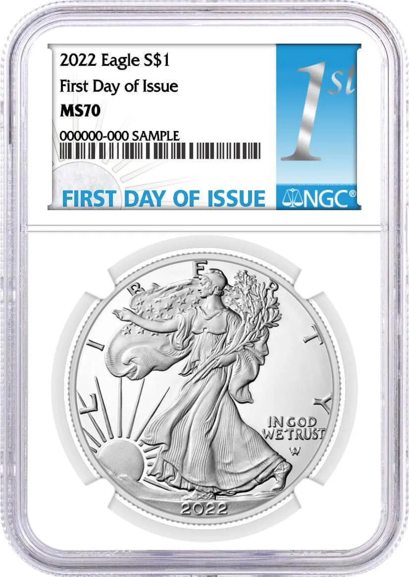 2022 Silver Eagle NGC MS70 First Day of Issue 1st Label 