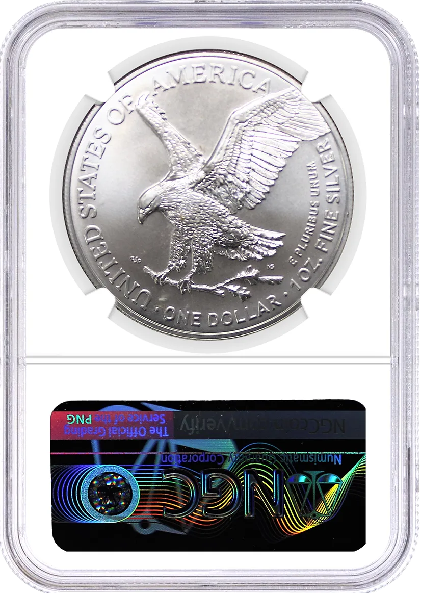 2021 (S) $1 Silver Eagle Type 2 Struck at San Francisco Mint Emergency Production NGC MS70 First Day of Issue Gaudioso Signature White Core