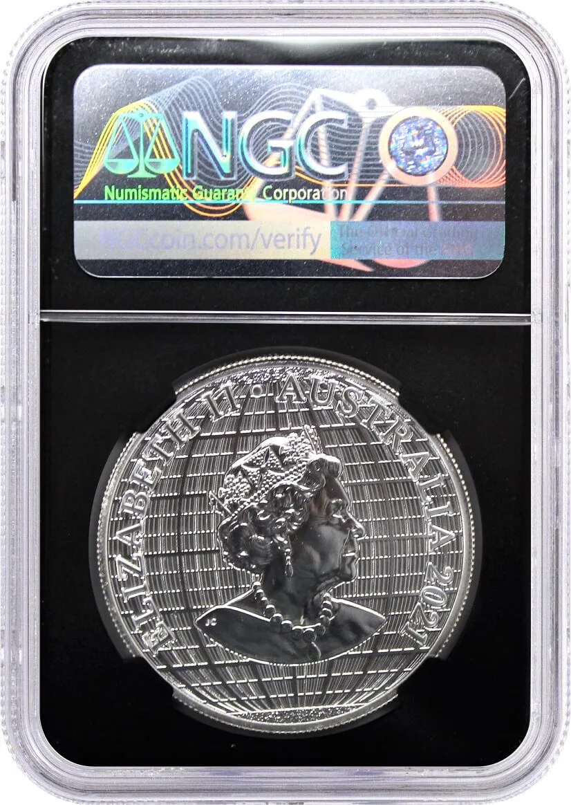 2021 $1 Australia 1oz Silver Beneath the Southern Skies NGC MS70 First Releases Opera House Label Black Core 