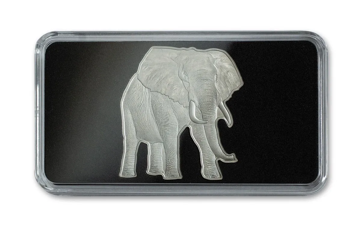 2021 $2 Solomon Islands 1oz .9999 Fine Silver Animals of Africa Reverse Proof African Elephant OGP COA