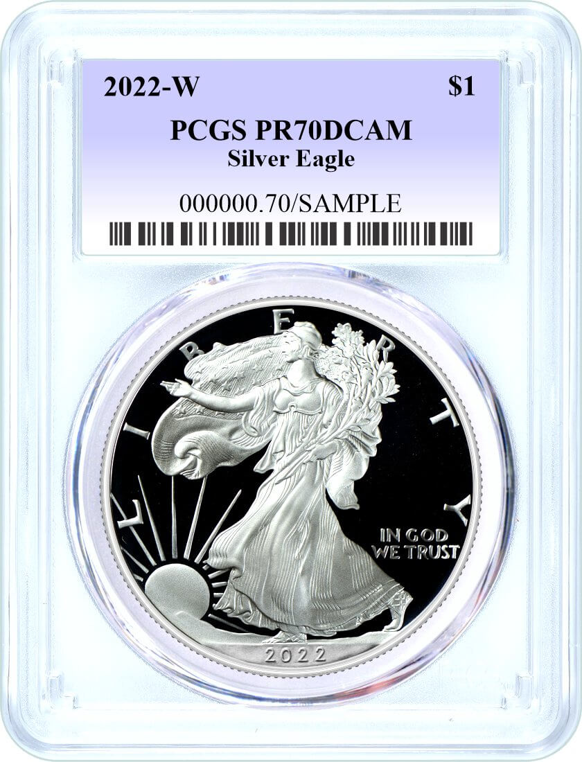 2022 W $1 Proof Silver Eagle PCGS PR70 DCAM Blue Label