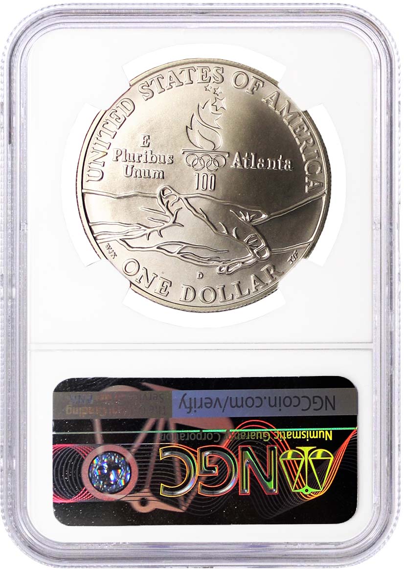 1995 D $1 Silver Centennial Olympic Games Track and Field NGC MS70 Mercanti Signed U.S. Mint Engraver Series Masters Collection