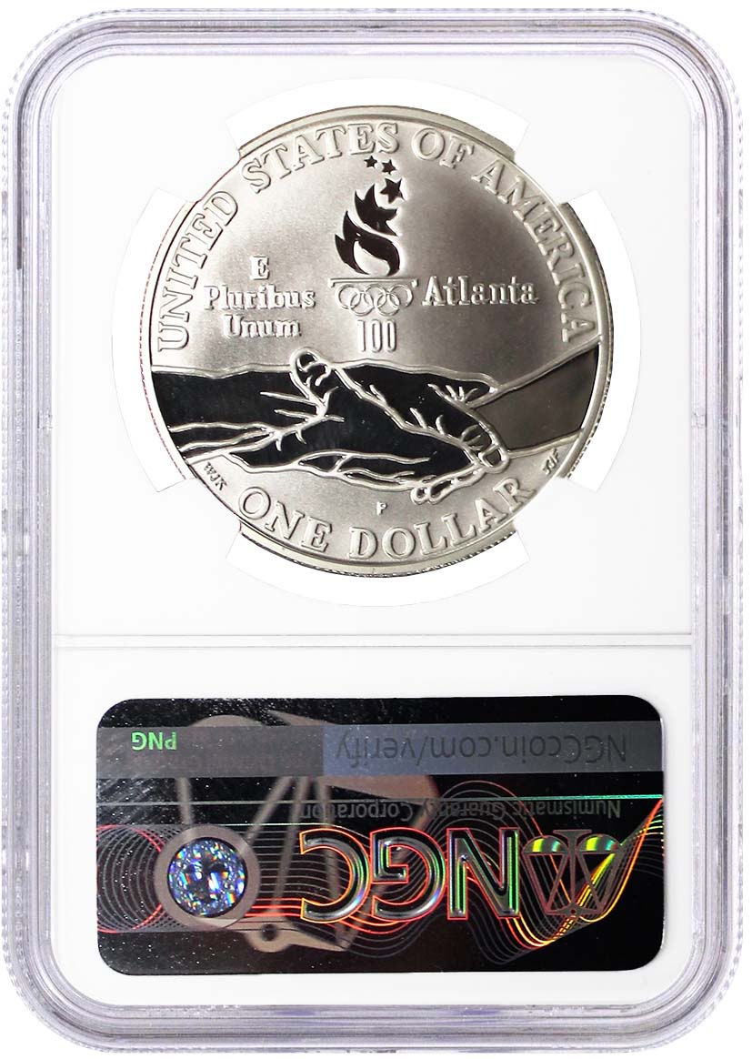 1995 P $1 Silver Proof Centennial Olympic Games Cycling NGC PF70 UCAM Mercanti Signed U.S. Mint Engraver Series Masters Collection