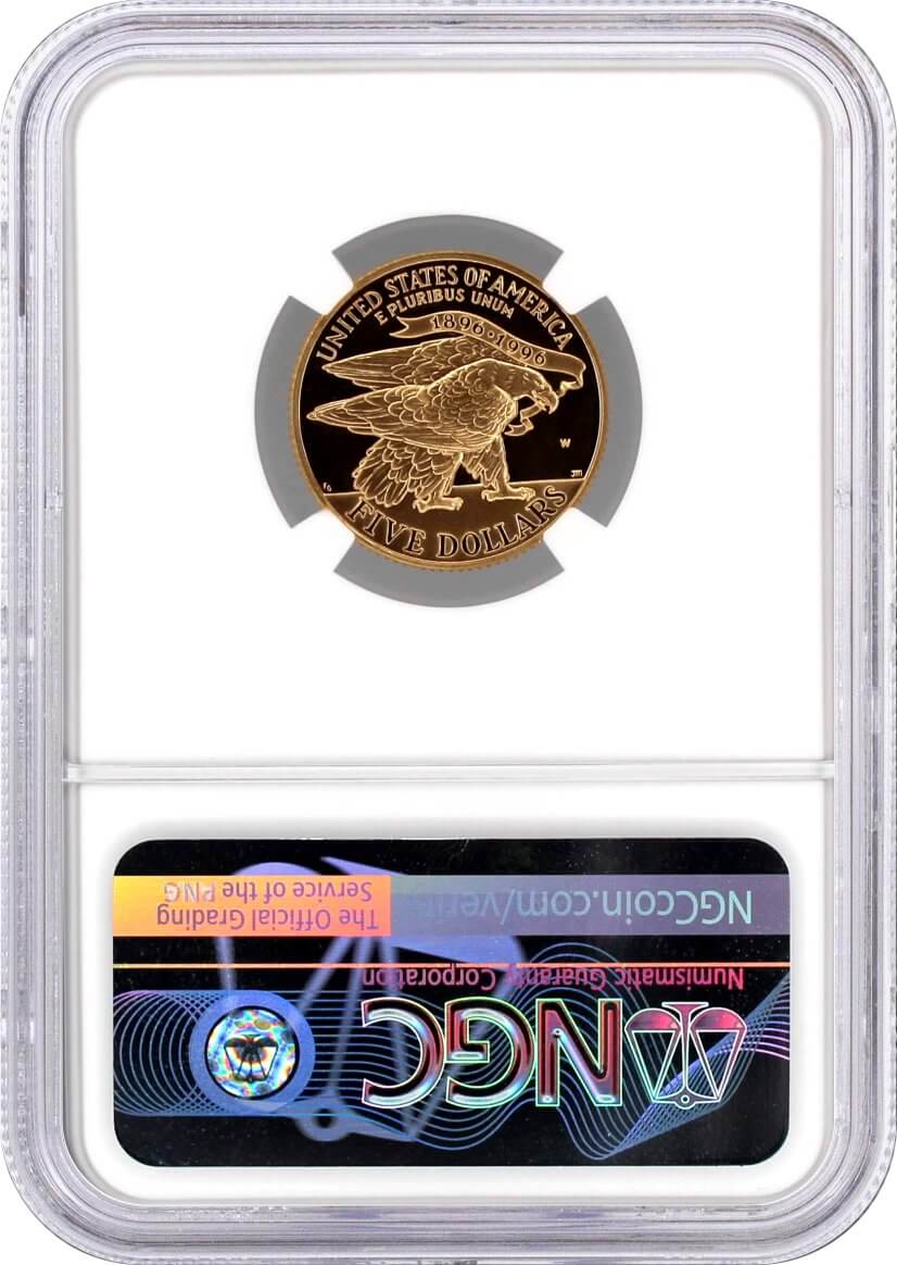 1995 W $5 Proof Gold Centennial Olympic Games Torch Runner NGC PF70 UCAM Mercanti Signed U.S. Mint Engraver Series Masters Collection