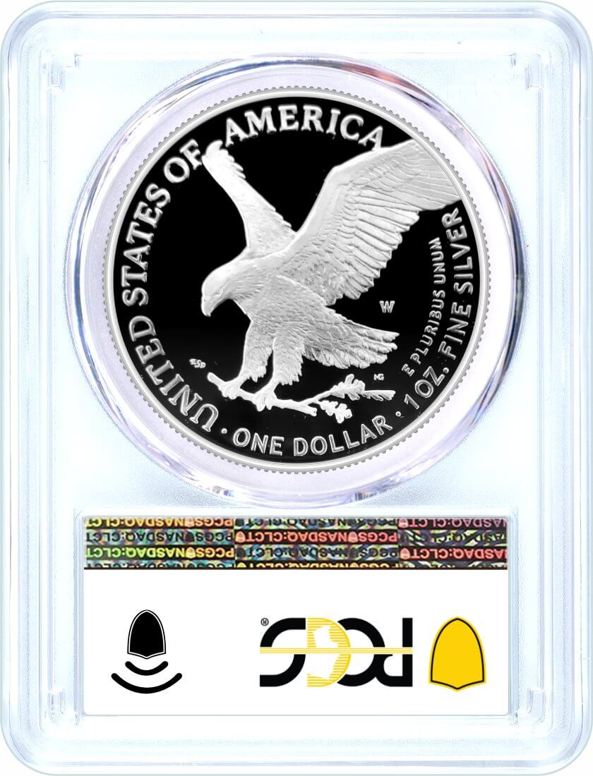 2023 W $1 1 oz Proof Silver Eagle PCGS PR70 DCAM Blue Label