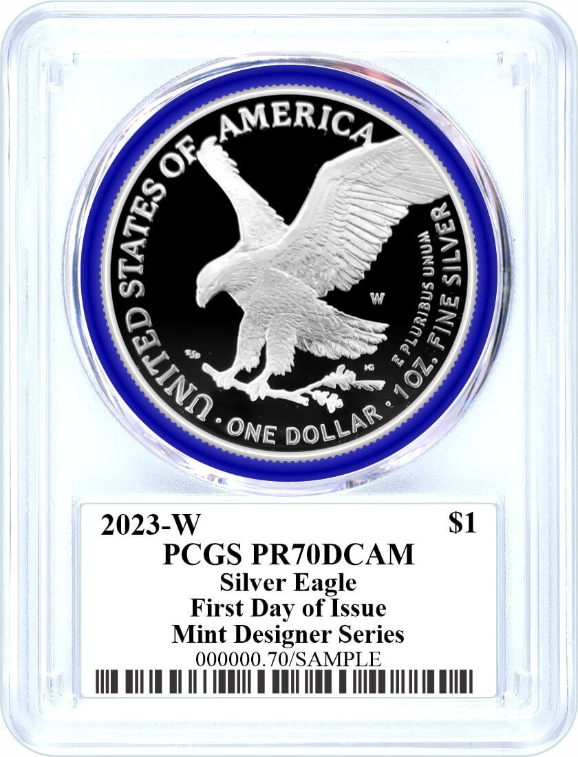 2023 W $1 1 oz Proof Silver Eagle Duo PCGS PR70/NGC PF70 First Day of Issue Damstra Signed MDS/Gaudioso Signed MES