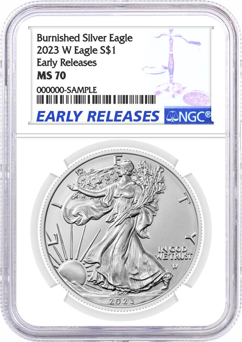 2023 W $1 Burnished Silver Eagle NGC MS70 Early Releases