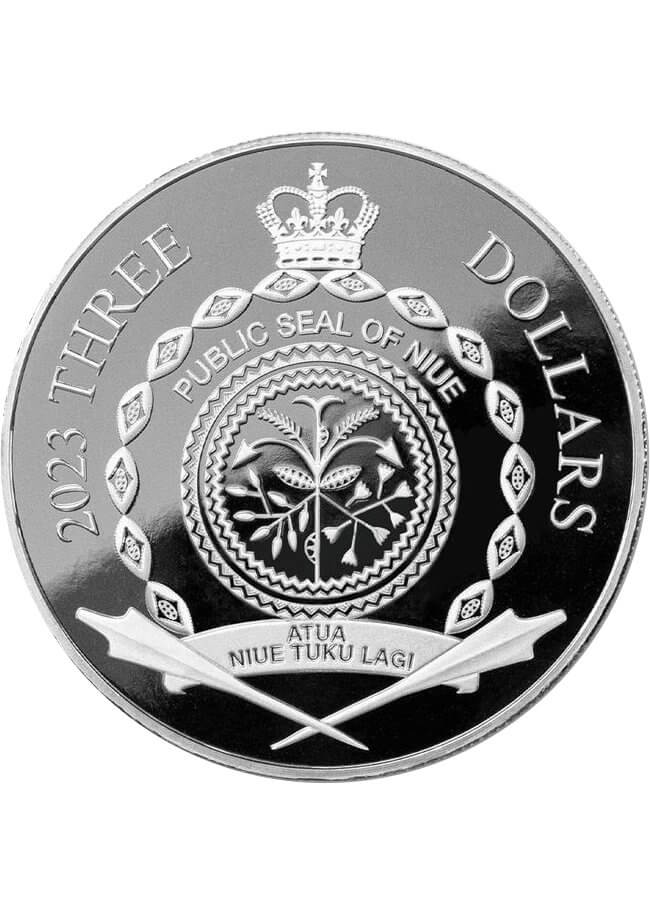 2023 $3 Niue 1.5oz Silver Roulette Wheel Spinning Coin Colorized Proof-Like OGP COA