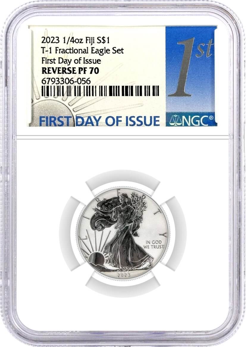 2023 Fiji Type 1 Fractional Silver Eagle 4 Coin Set NGC Reverse PF70 First Day of Issue 1st Label