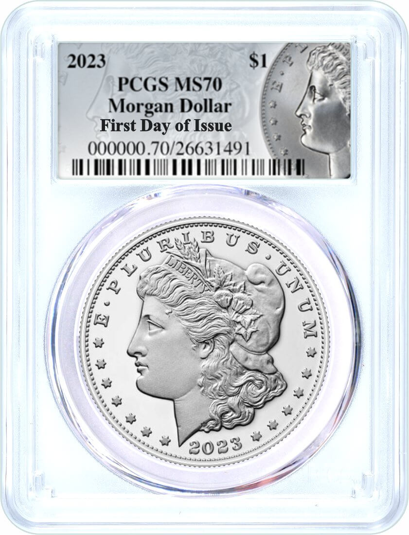 2023 $1 Uncirculated Silver Morgan Dollar and Peace Dollar 2 Coin Duo PCGS MS70 First Day of Issue Silver Dollar Label