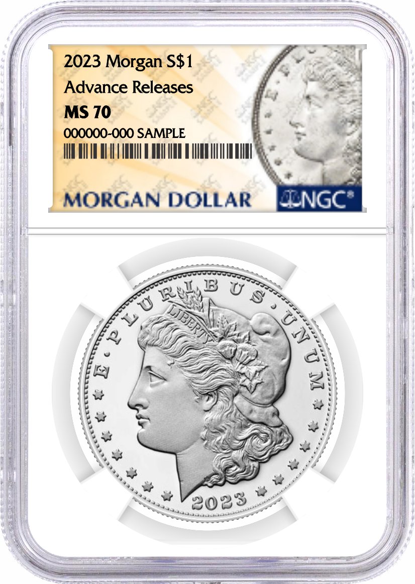 2023 $1 Uncirculated Silver Morgan Dollar and Peace Dollar 2 Coin Duo NGC MS70 Advance Releases Design Label