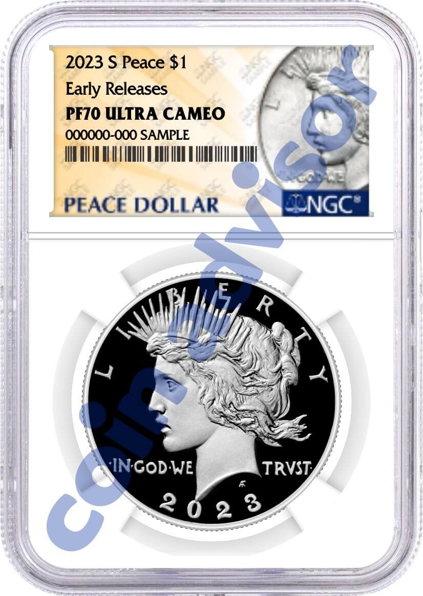 2023 S $1 Proof Silver Morgan Dollar and Peace Dollar 2 Coin Duo NGC PF70 UCAM Early Releases Design Label