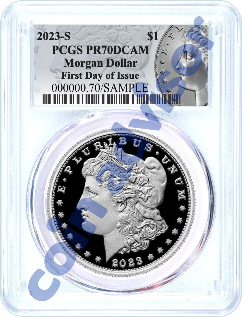 2023 S $1 Proof Silver Morgan Dollar and Peace Dollar 2 Coin Duo PCGS PR70 DCAM First Day of Issue Silver Dollar Label