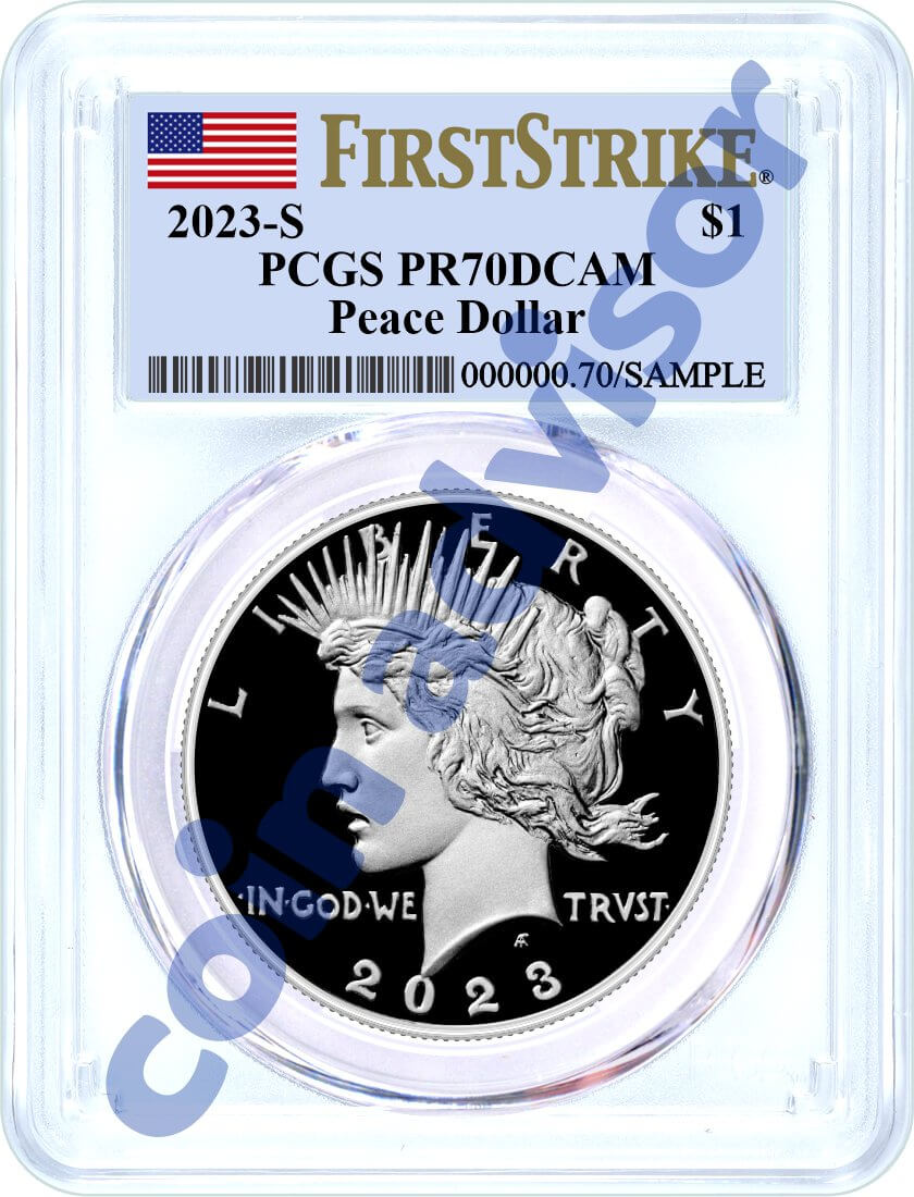 2023 S $1 Proof Silver Morgan Dollar and Peace Dollar 2 Coin Duo PCGS PR70 DCAM First Strike Flag Label