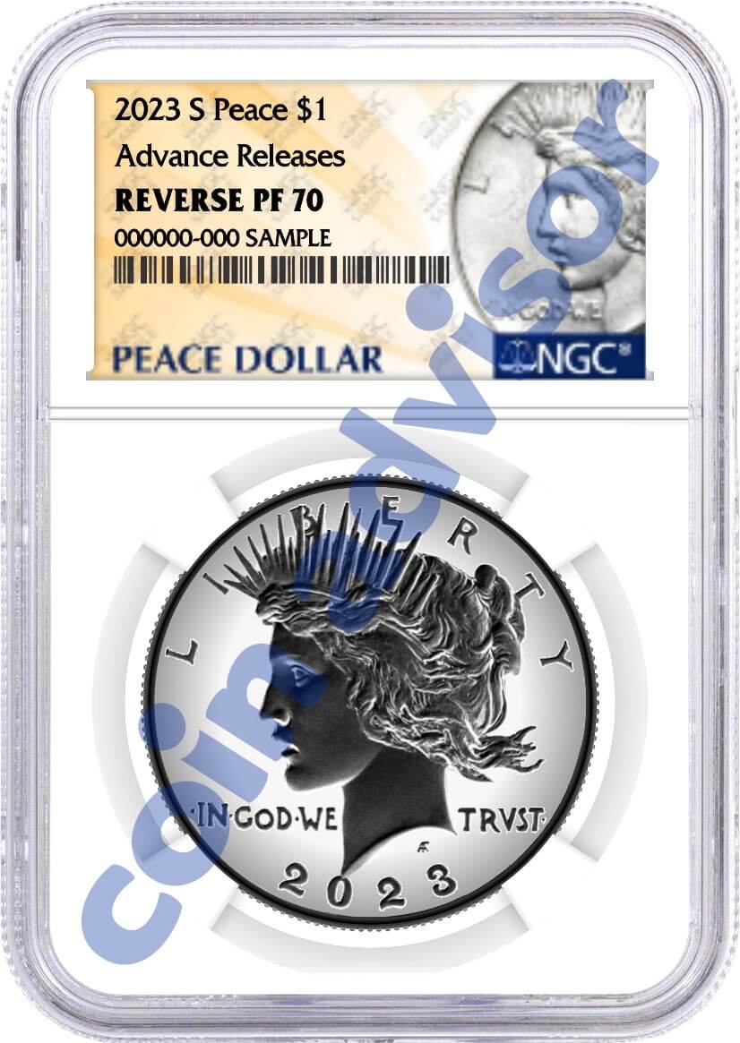 2023 S $1 Reverse Proof Morgan Dollar and Peace Dollar 2 Coin Set NGC REVERSE PF70 Advance Releases Design Label