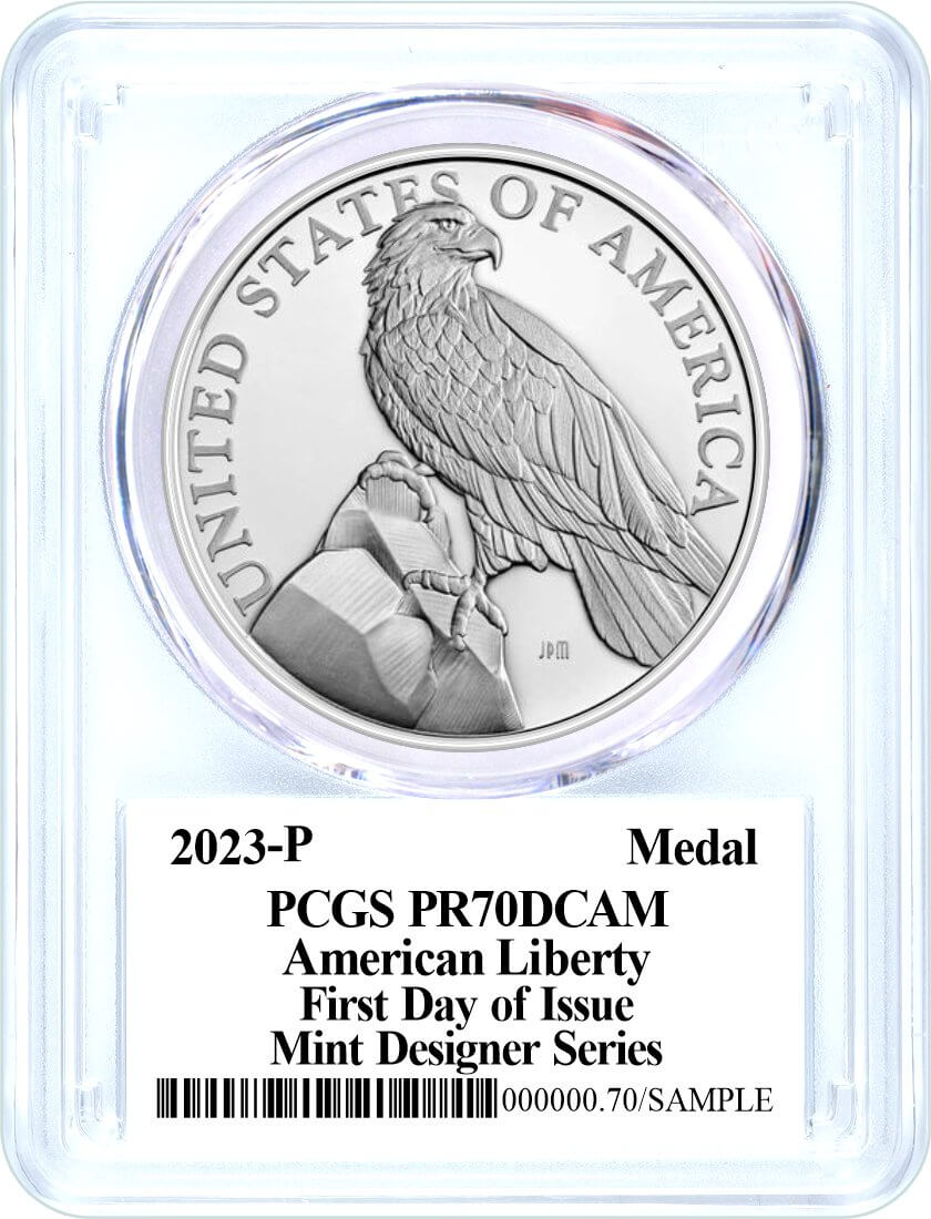 2023 P American Liberty Silver Medal PCGS PR70DCAM First Day of Issue Elana Hagler Signed Mint Designer Series