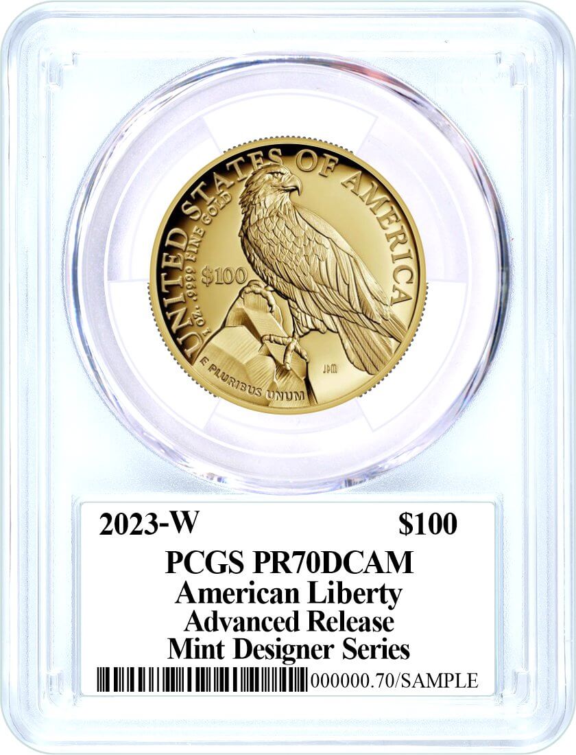 2023 W $100 American Liberty Gold PCGS PR70DCAM Advanced Release Elana  Hagler Signed Mint Designer Series