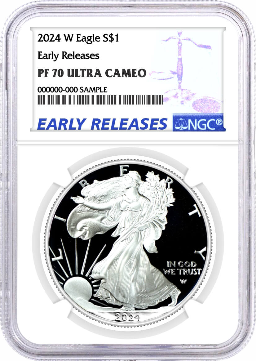 2024 W $1 1 oz Proof Silver Eagle NGC PF70 Ultra Cameo Early Releases Blue Label