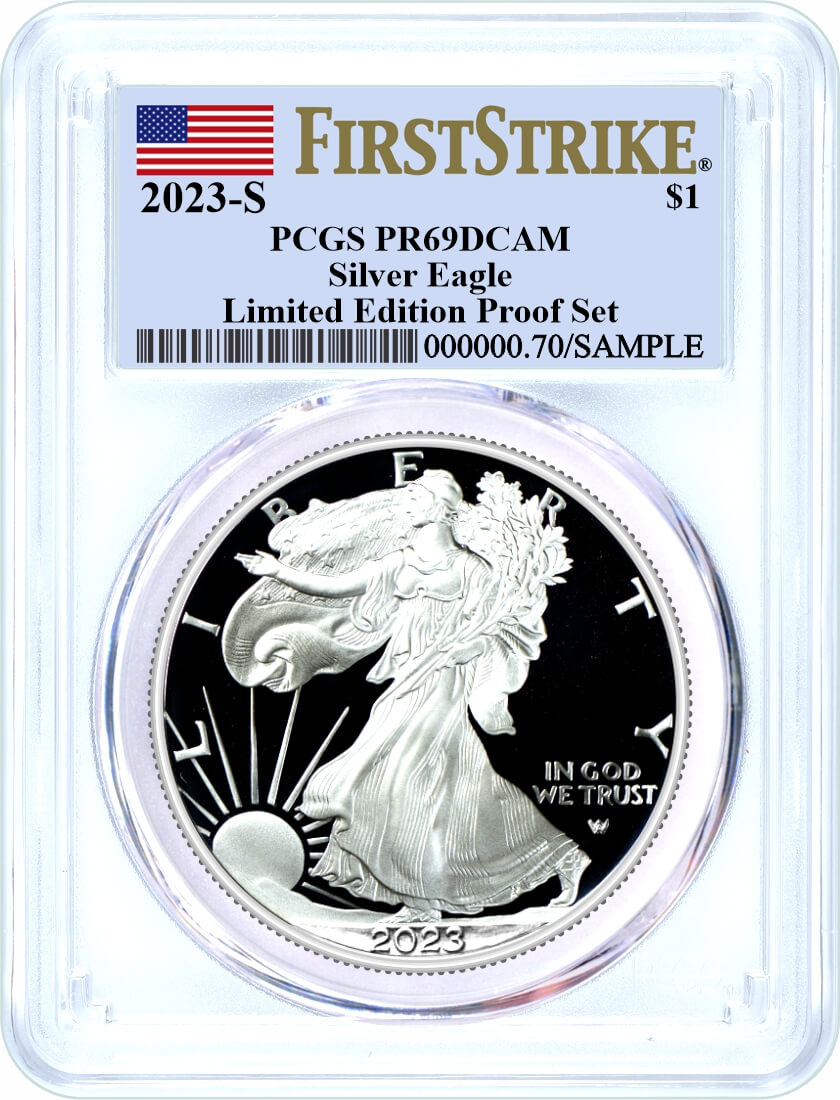 2023 S $1 Limited Edition Silver Proof Set Silver Eagle PCGS PR69 DCAM First Strike with 7 Coin Bonus in OGP