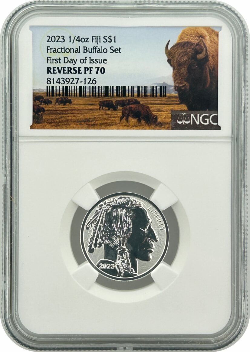 2023 Fiji Fractional Silver Buffalo Reverse Proof 4 Coin Set NGC