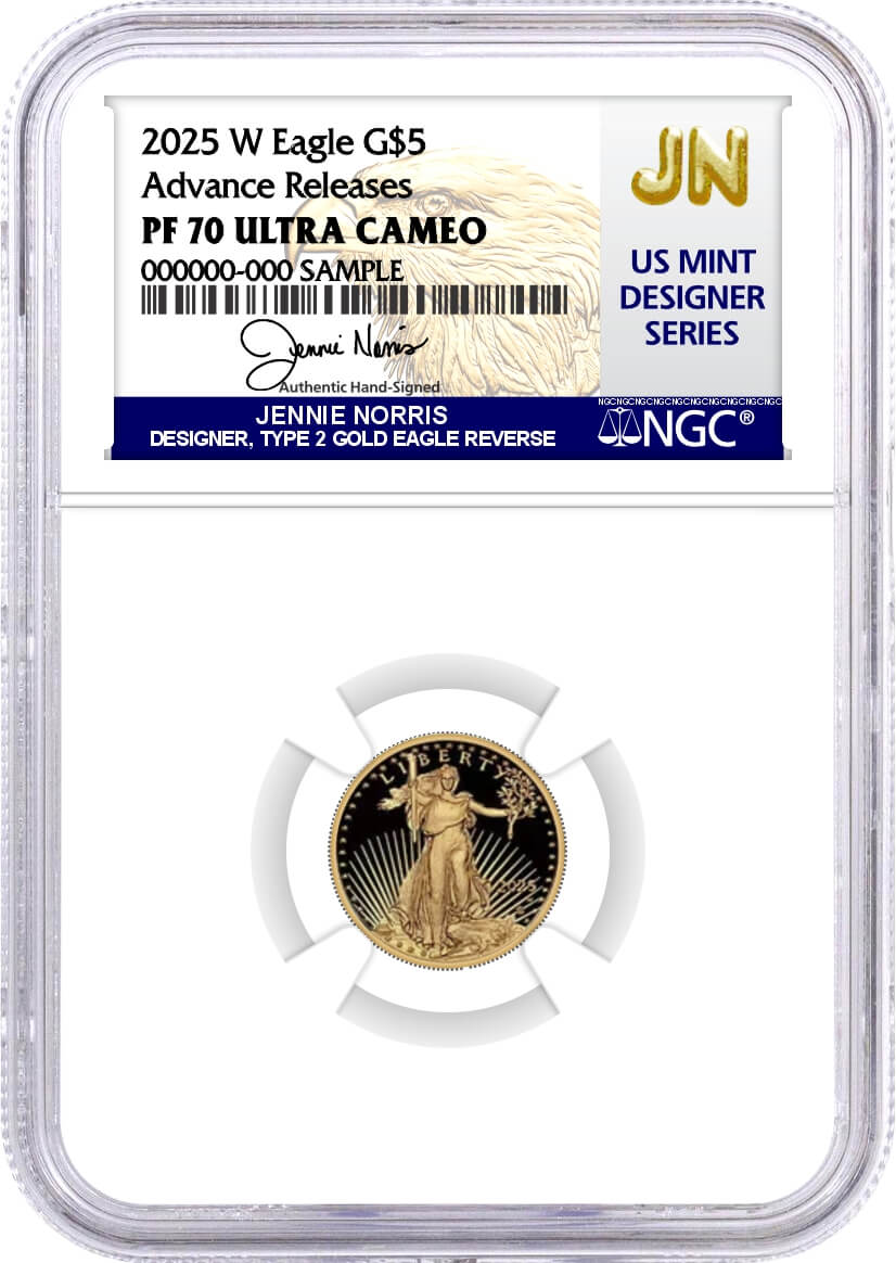 2025 W 1.85 oz Proof Gold Eagle 4-Coin Set NGC PF70 Ultra Cameo Advance Releases Norris Signed U.S. Mint Designer Series