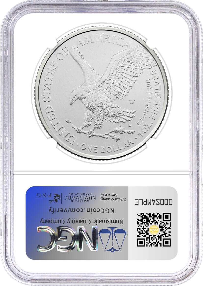 2025 W $1 1 oz Burnished Silver Eagle NGC MS70 Early Releases Gaudioso Signed U.S. Mint Engraver Series Label