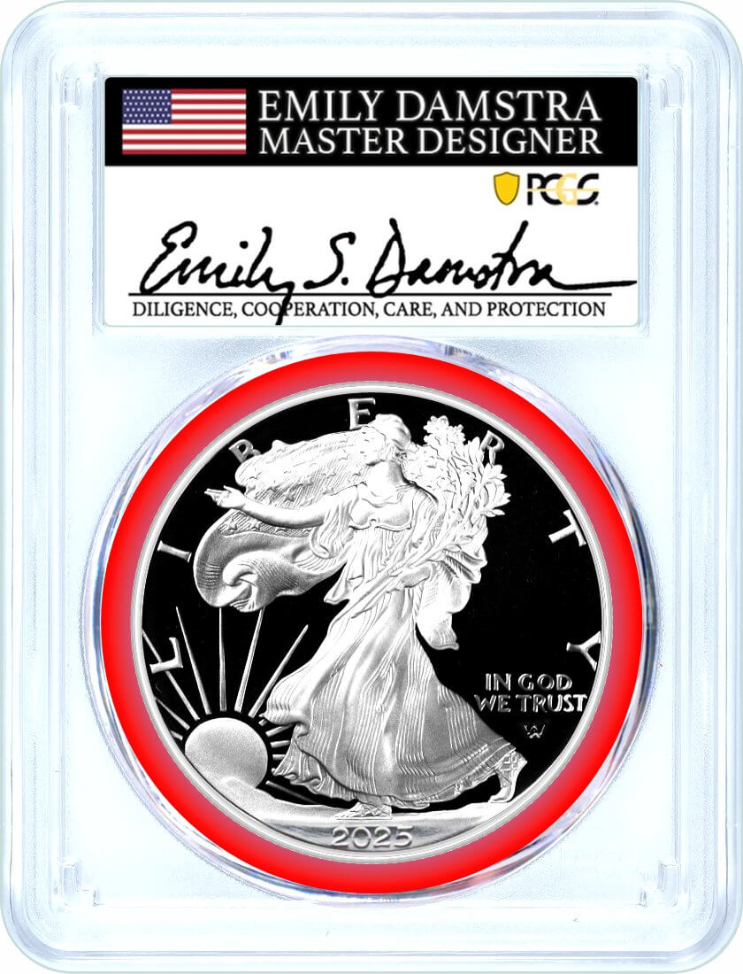 2025 S $1 1oz Proof Silver Eagle 2 Coin Set NGC PF70 UCAM Gaudioso Signed MES/PCGS PR70 DCAM Damstra Signed MDS Advanced Release Duo
