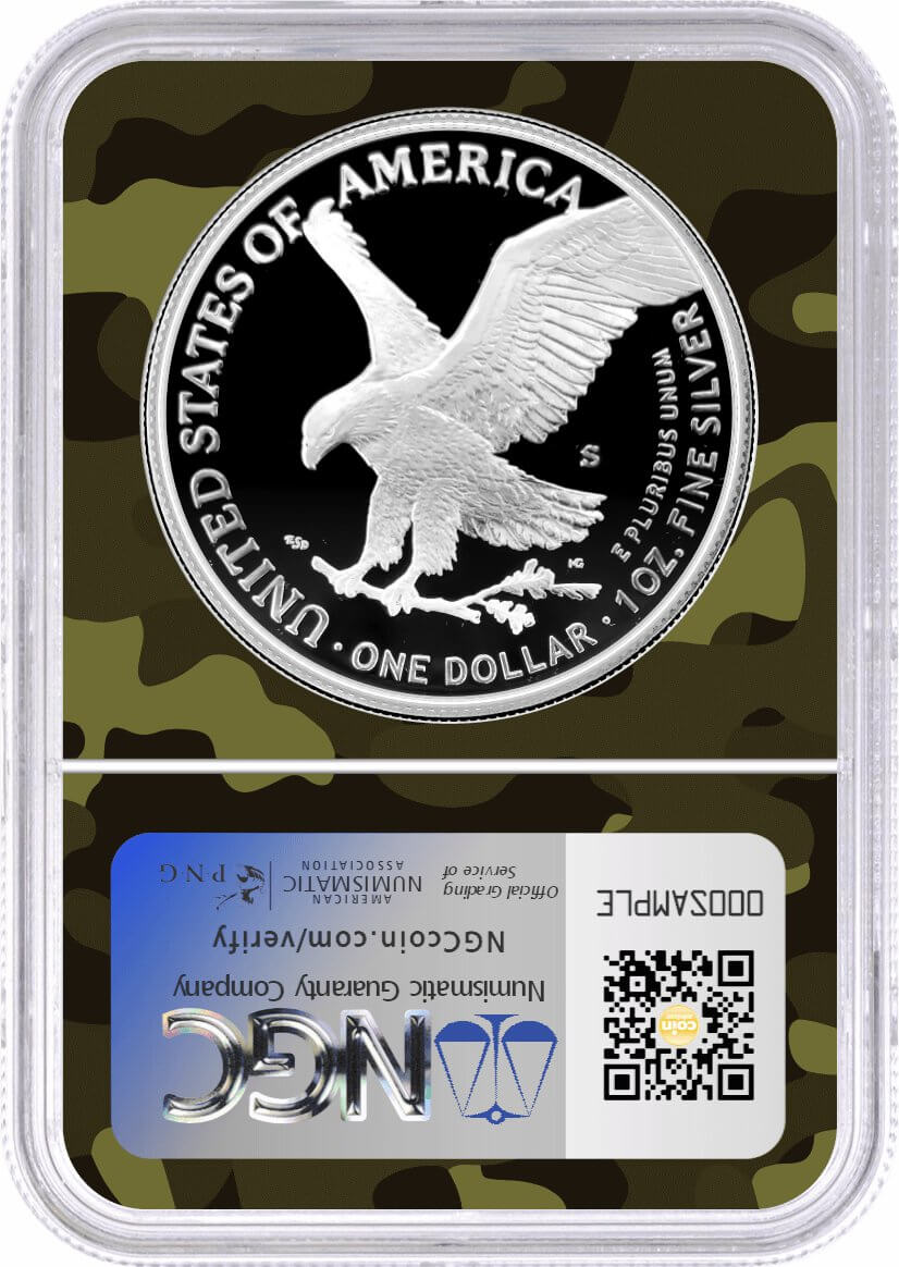 2025 S $1 1 oz Proof Silver Eagle NGC PF70 UCAM First Day of Issue Army Camo Label
