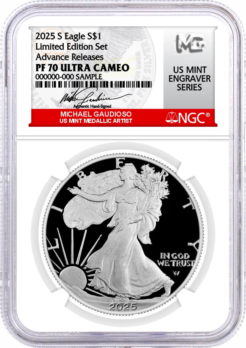 2025 S Limited Edition Silver Proof Set Kennedy NGC PF70 UCAM AR Facsimile Label and Silver Eagle NGC PF70 UCAM AR Gaudioso Signed U.S. MES with 6 Coin Bonus in OGP