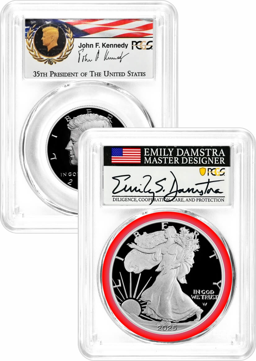 2025 S Limited Edition Silver Proof Set Kennedy PCGS PR70 DCAM AR Facsimile Label and Silver Eagle PCGS PR70 DCAM AR Damstra Signed MDS with 6 Coin Bonus in OGP