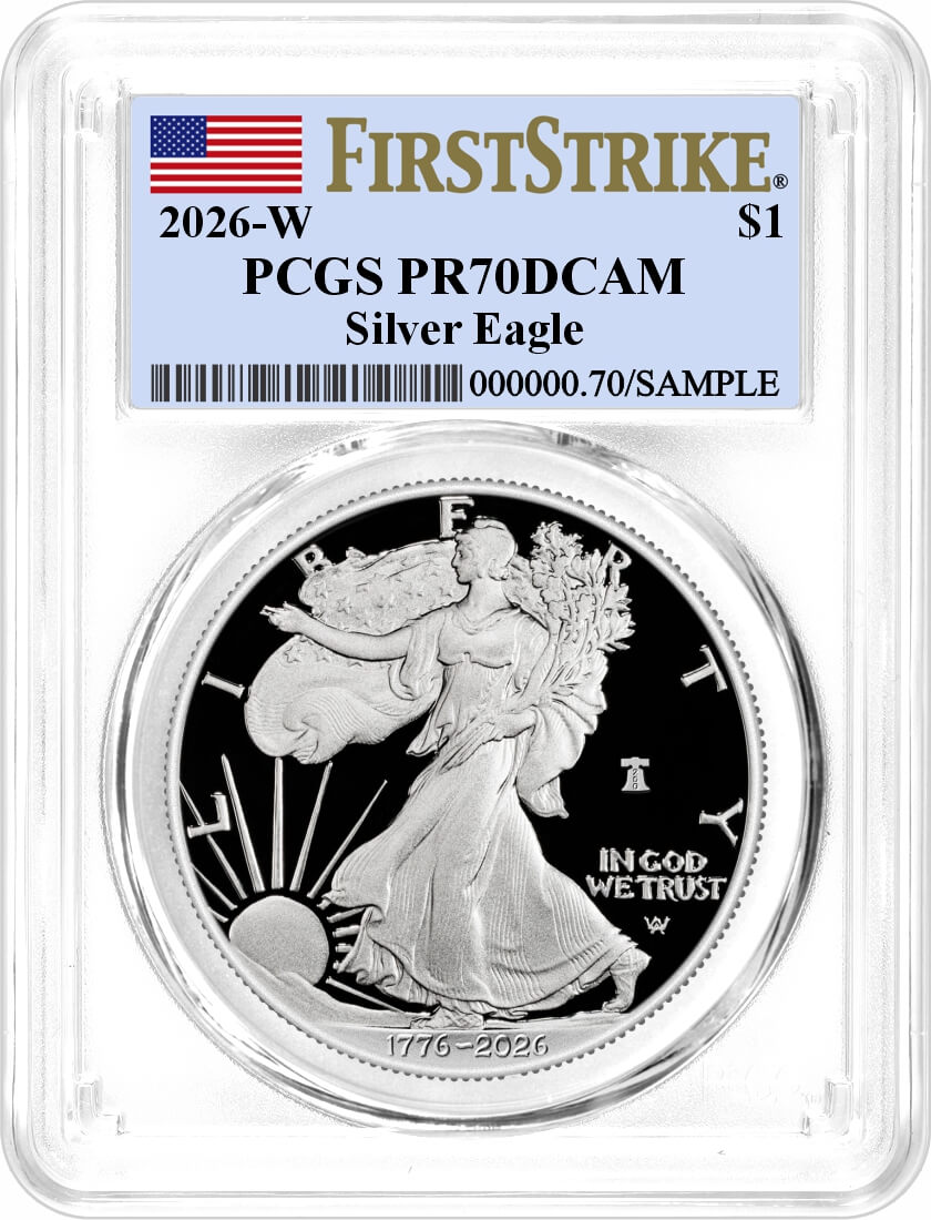 1776-2026 W $1 1 oz 250th Anniversary Liberty Bell Privy Proof Silver Eagle PCGS PR70 DCAM First Strike Flag Label