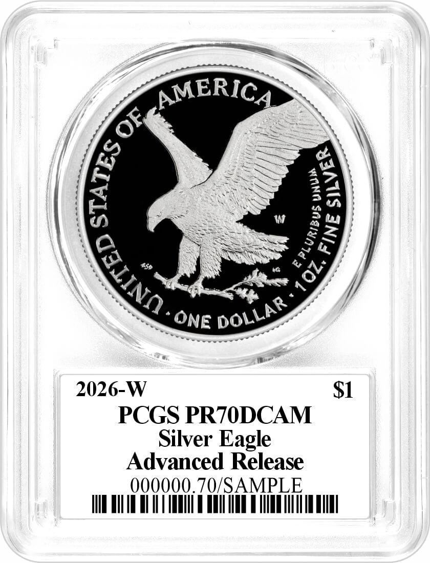 1776-2026 W $1 1 oz 250th Anniversary Liberty Bell Privy Proof Silver Eagle PCGS PR70 DCAM Advanced Release Damstra Signed Flag Label