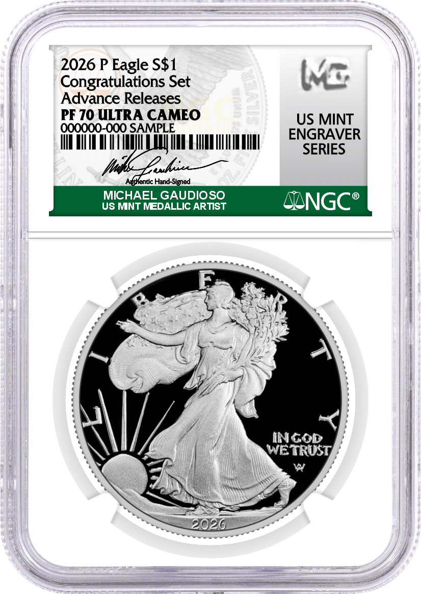 2026 P $1 1oz Proof Silver Eagle Congratulations Set NGC PF70 UCAM Advance Releases Gaudioso Signed U.S. Mint Engraver Series with OGP