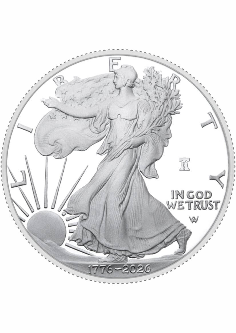 1776-2026 W $1 1 oz Proof Silver Eagle with 250th Anniversary Liberty Bell Privy in OGP