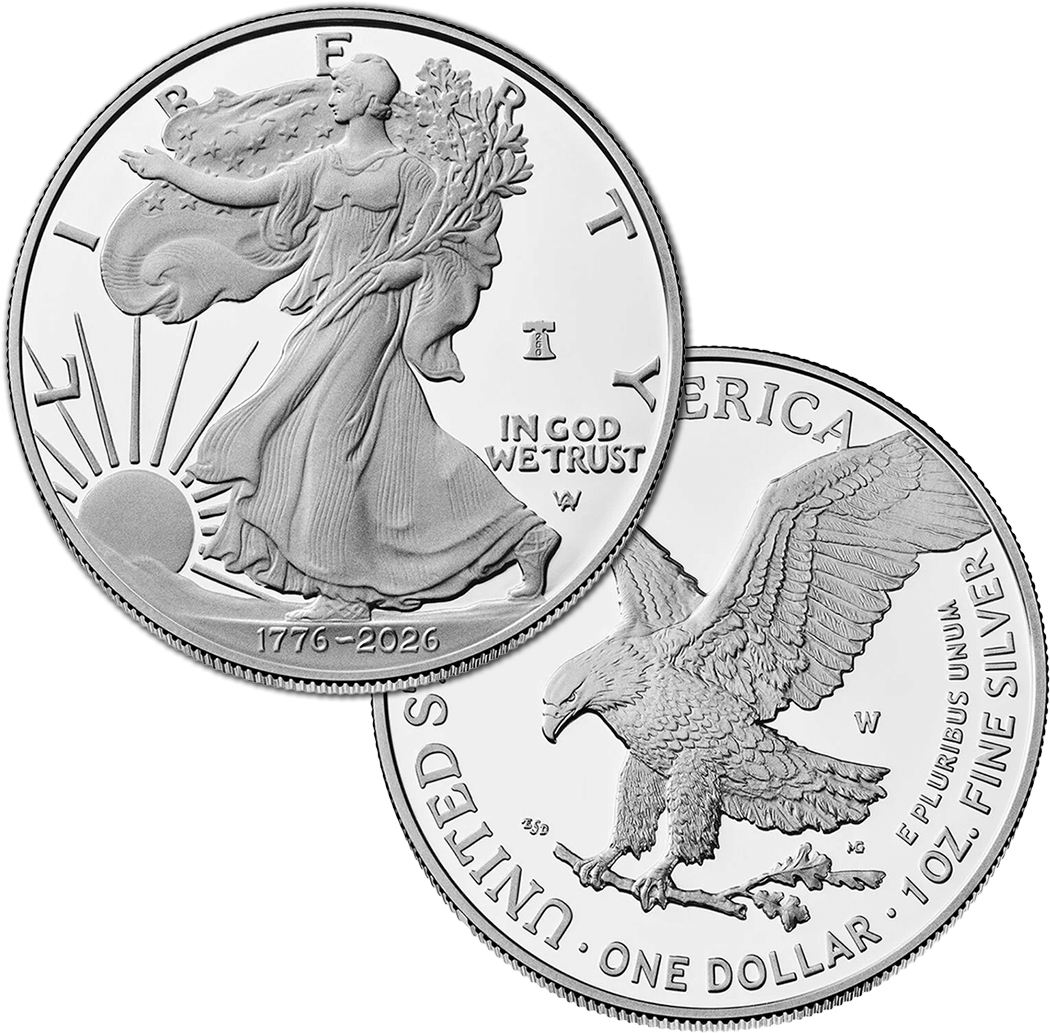 1776-2026 W $1 1 oz Proof Silver Eagle with 250th Anniversary Liberty Bell Privy in OGP
