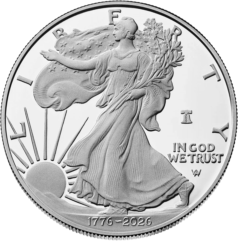 1776-2026 W $1 1 oz Proof Silver Eagle with 250th Anniversary Liberty Bell Privy in OGP