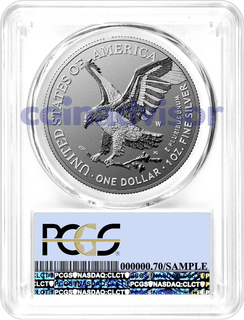 1776-2026 W $1 1 oz 250th Anniversary Liberty Bell Privy Enhanced Uncirculated Silver Eagle PCGS SP70 First Day of Issue Flag Label