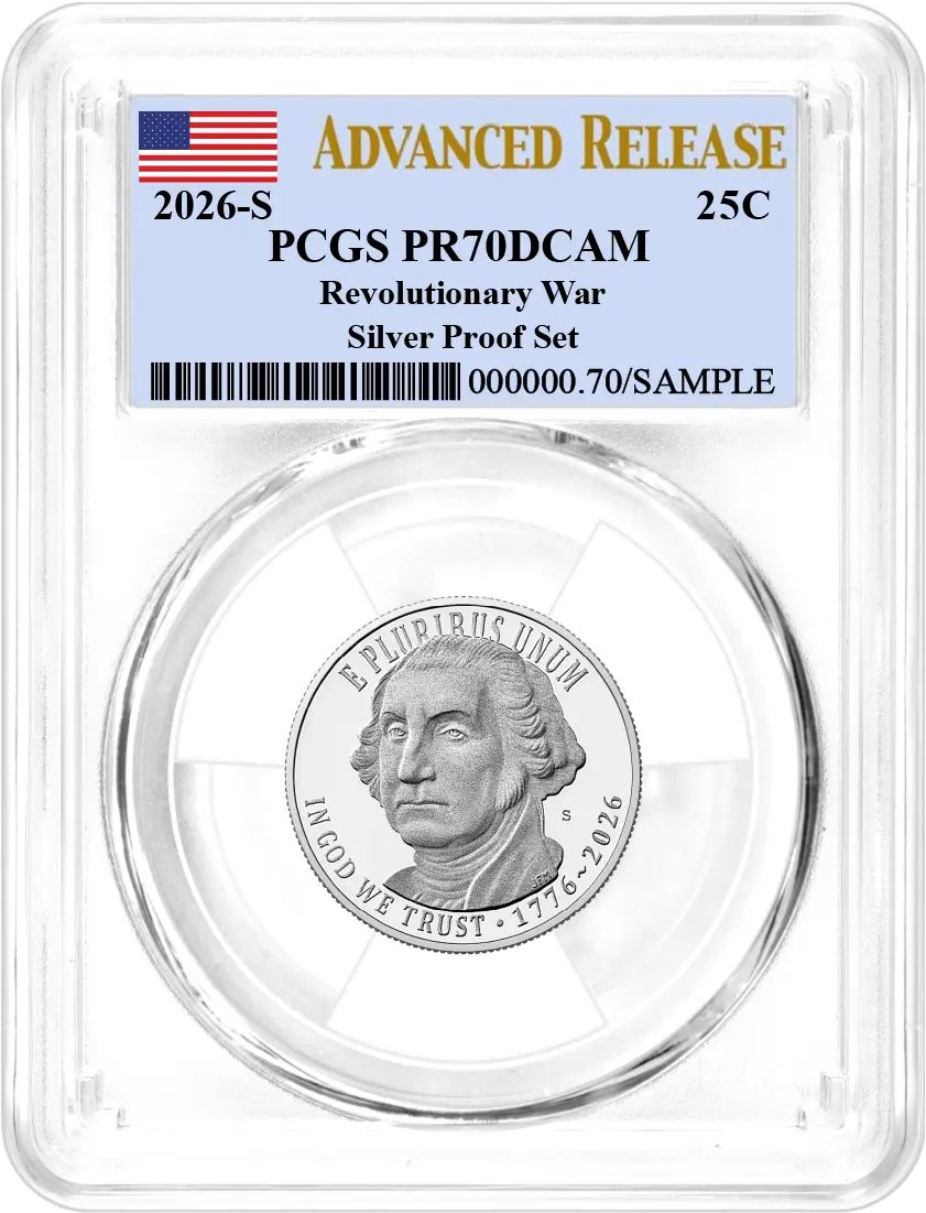 2026 S Semiquincentennial Silver Proof 10-Coin Set PCGS PR70 DCAM Advanced Release Flag Label with Coin Advisor 10-Slab Box