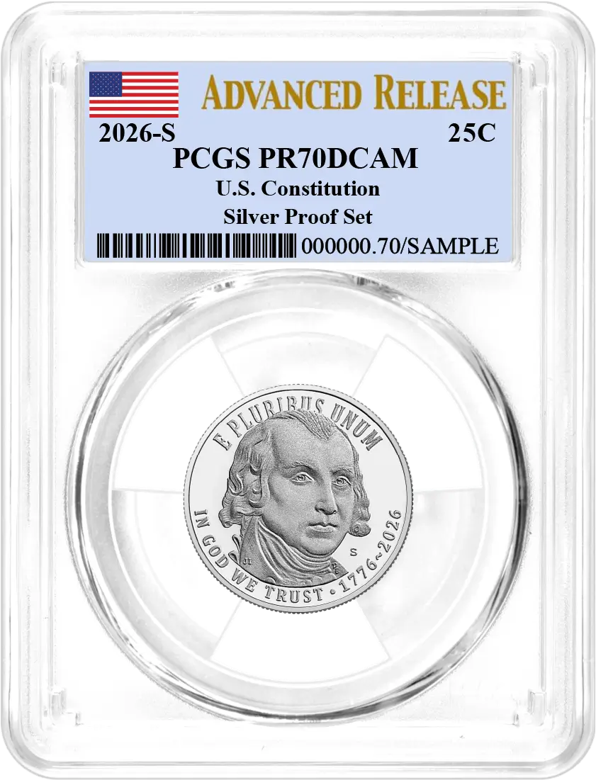 2026 S Semiquincentennial Silver Proof 10-Coin Set PCGS PR70 DCAM Advanced Release Flag Label with Coin Advisor 10-Slab Box