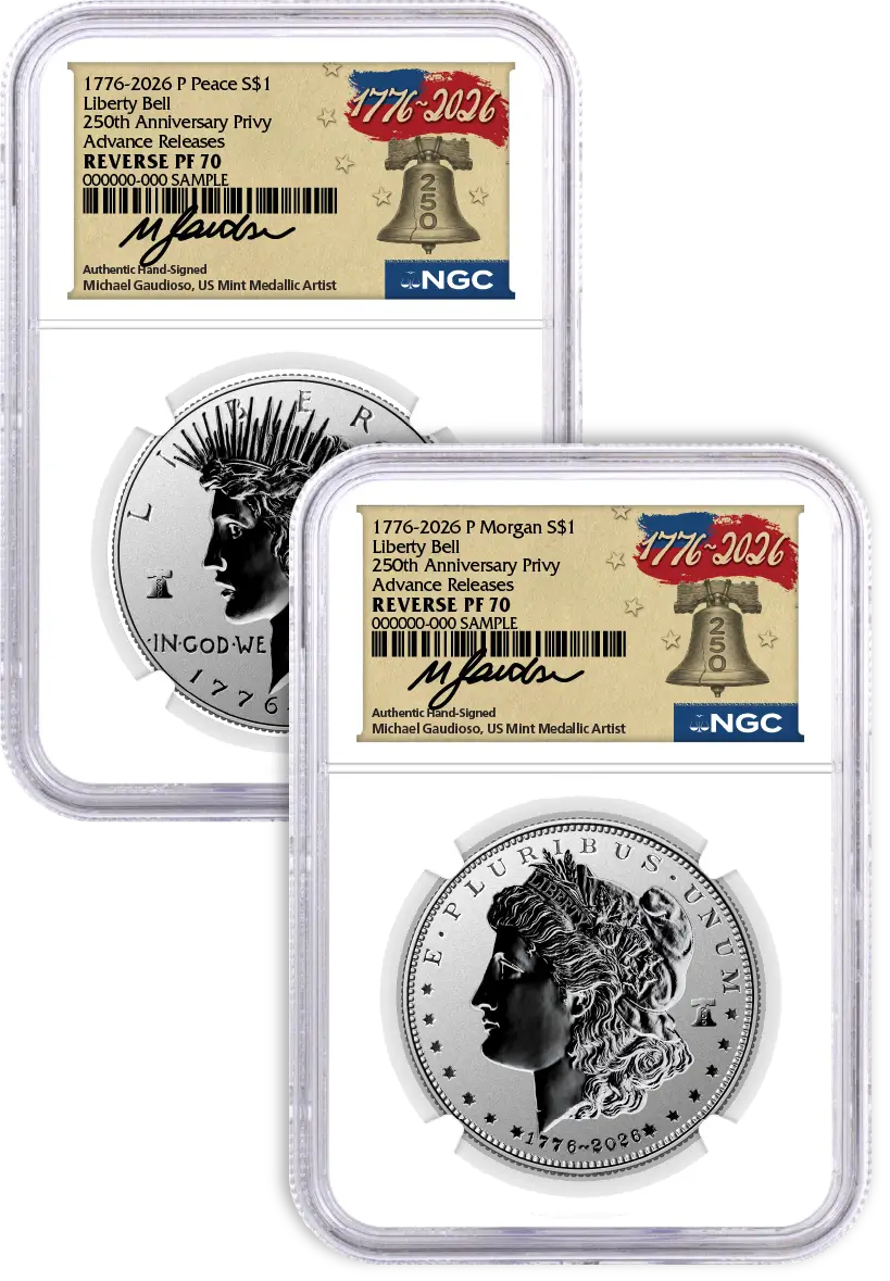1776-2026 Reverse Proof Morgan & Peace Dollar Set NGC 1776