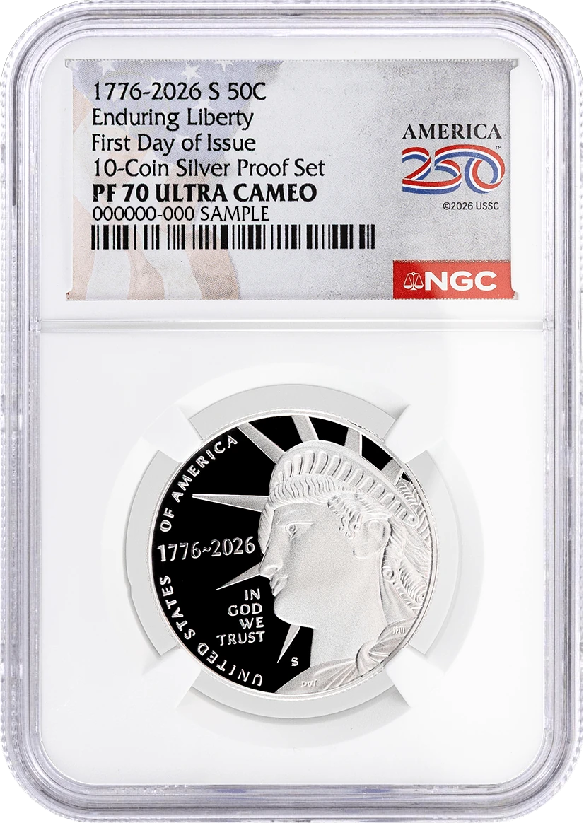 2026 S 50C Semiquincentennial Silver Proof Set Enduring Liberty Half Dollar NGC PF70 UCAM First Day of Issue America250™ Label #2